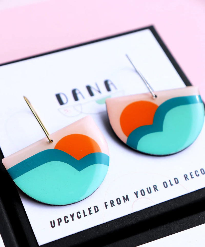 Upcycled vinyl earrings