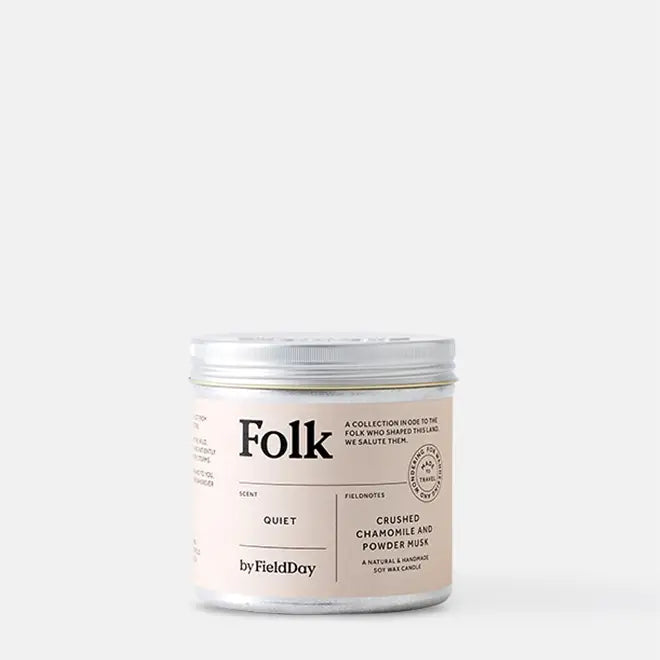 Quiet Folk tin candle