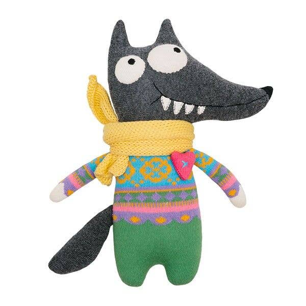 Cuddly Toy Sock Animal Wolf Midi Green/Gray