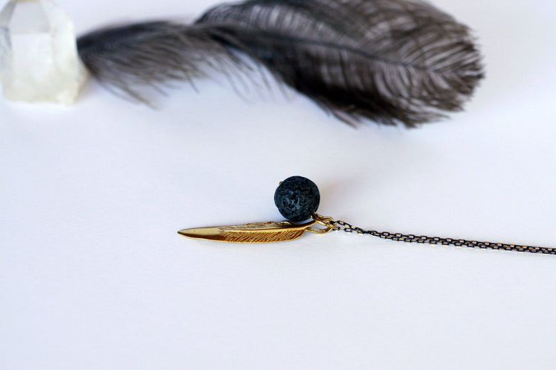 Feather Aromatherapy Necklace | Essential Oil Diffuser Necklace