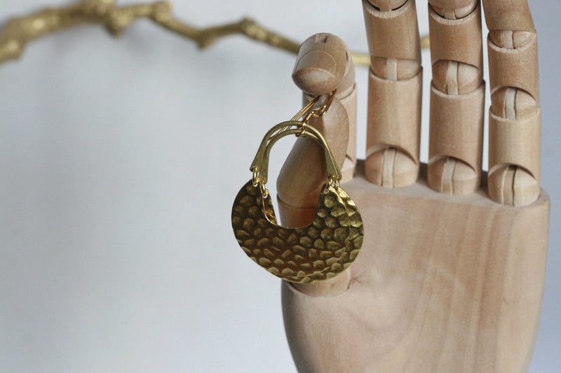 Textured Statement Earrings | Brass