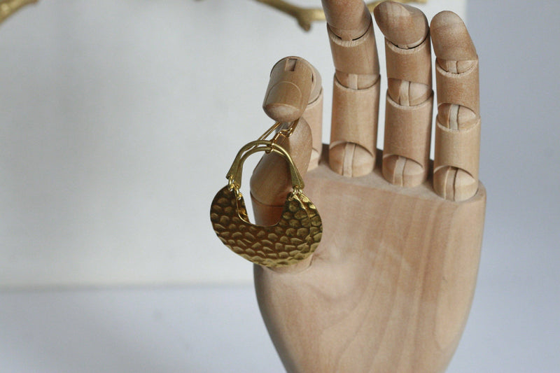 Textured Statement Earrings | Brass