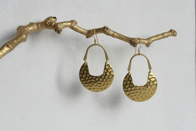 Textured Statement Earrings | Brass