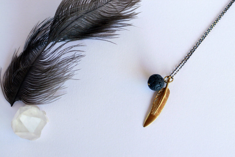 Feather Aromatherapy Necklace | Essential Oil Diffuser Necklace