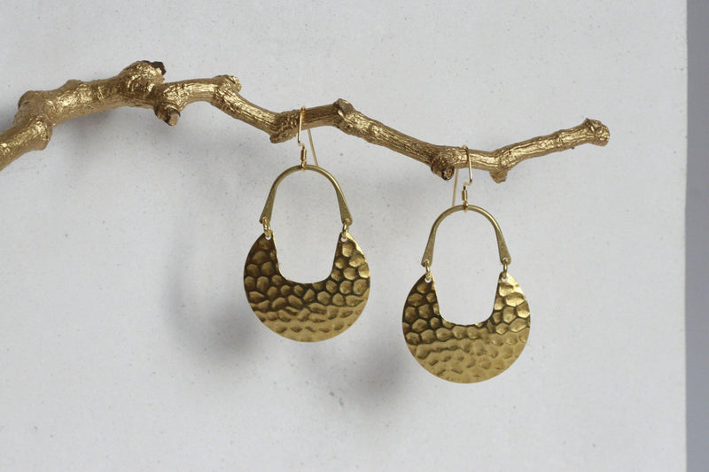 Textured Statement Earrings | Brass