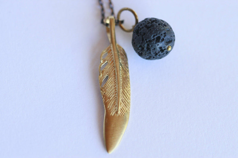 Feather Aromatherapy Necklace | Essential Oil Diffuser Necklace