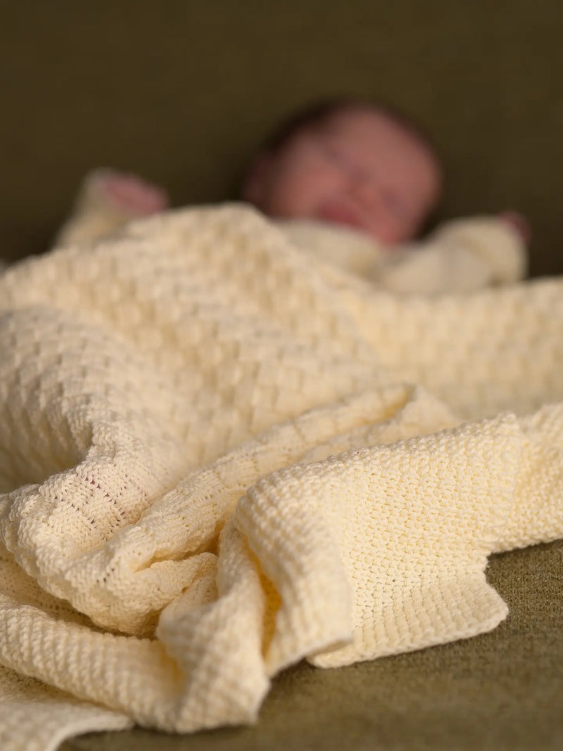 Square Pattern Cream Baby Blanket