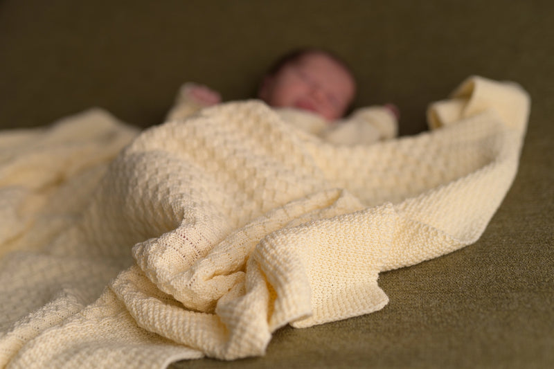 Square Pattern Cream Baby Blanket