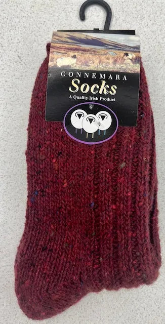 Connemara country socks -Deep Red