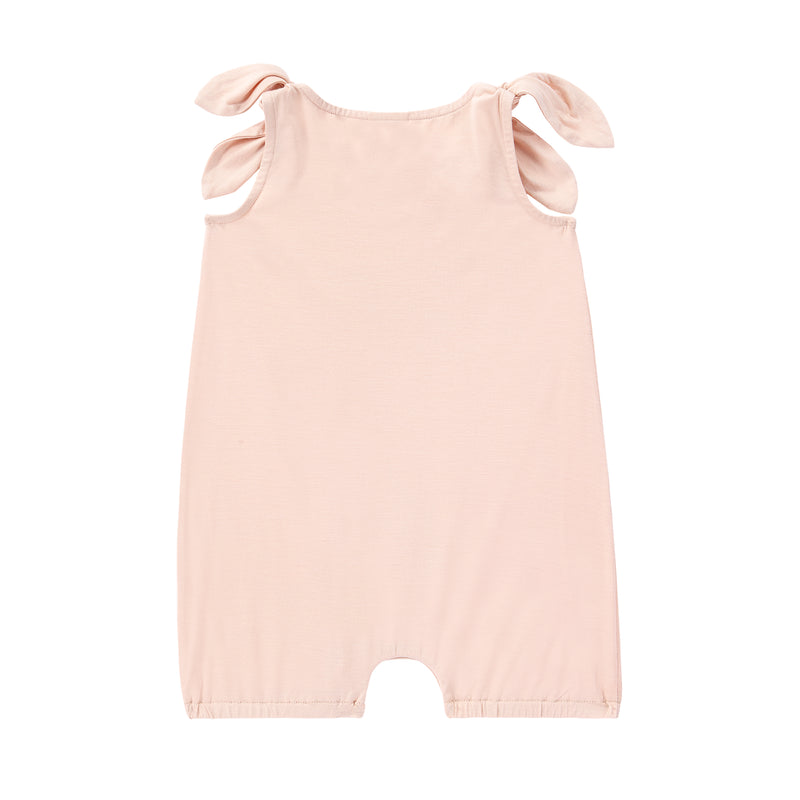 Bamboo  Romper with Bows- Soft Pink/ Nude