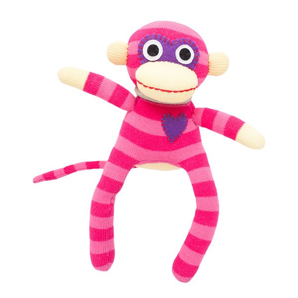 Pink striped cuddle monkey