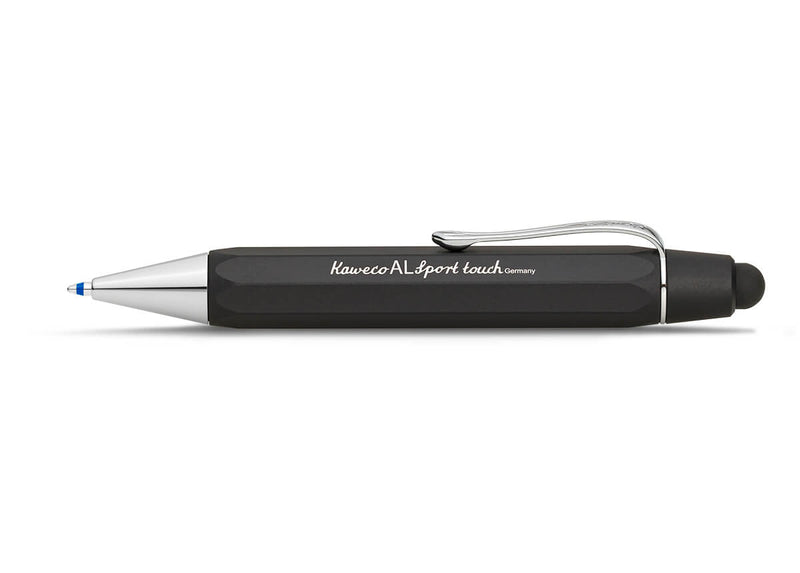 This is a small pen with a lightweight feel to it, as it is made from aluminium. Click to extend and retract the ball point nib. At the head of the pen, is a touch stylus for use on your touchscreen device.