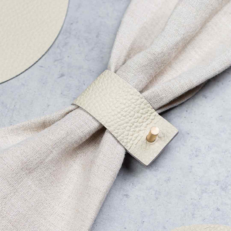 cream leather napkin rings