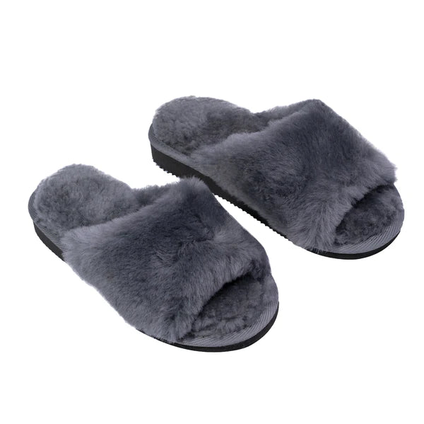 Open-toed slider slippers - Grey