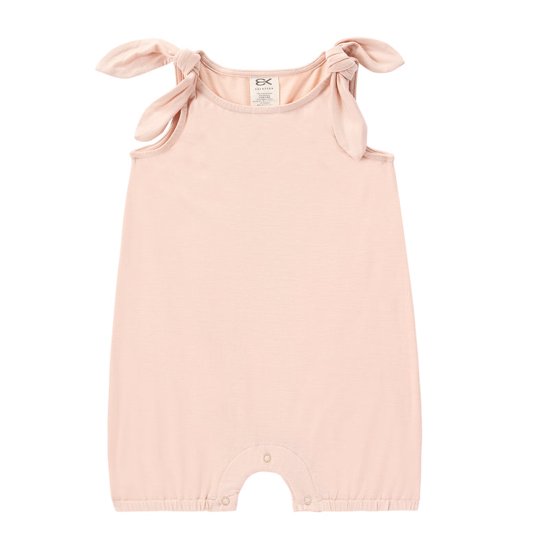 Bamboo  Romper with Bows- Soft Pink/ Nude