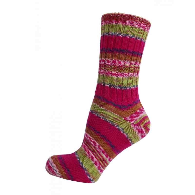 pink and green fairisle sock