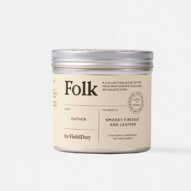 gather folk tin candle