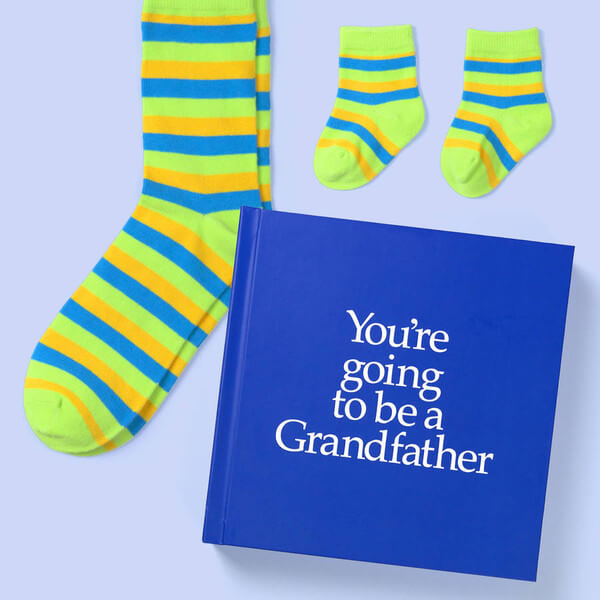 A lovely book to give a soon-to-be grandfather, with socks for him and socks for the baby. 
