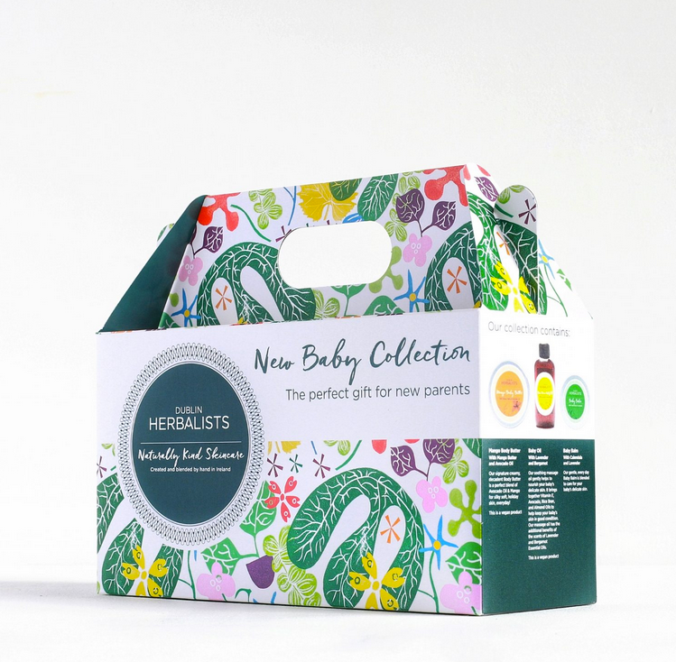 This collection contains 3 great products for mum, or dad, and the new baby. Baby Oil and Baby Balm for the new arrival, and Mango Body Butter for the stressed out parent. They are beautifully packaged in a gift box.