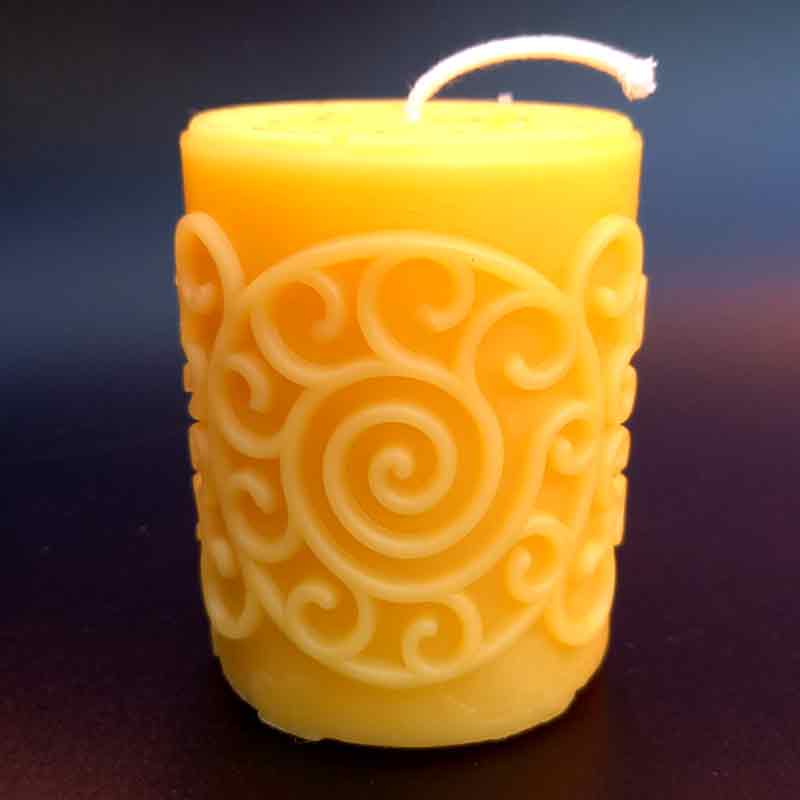 100% beeswax candle with triskel decoration