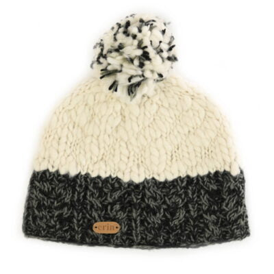 Aran Knit Bobble Hat - Charcoal